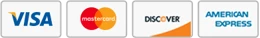 Visa, Mastercard, Discover and American Express accepted